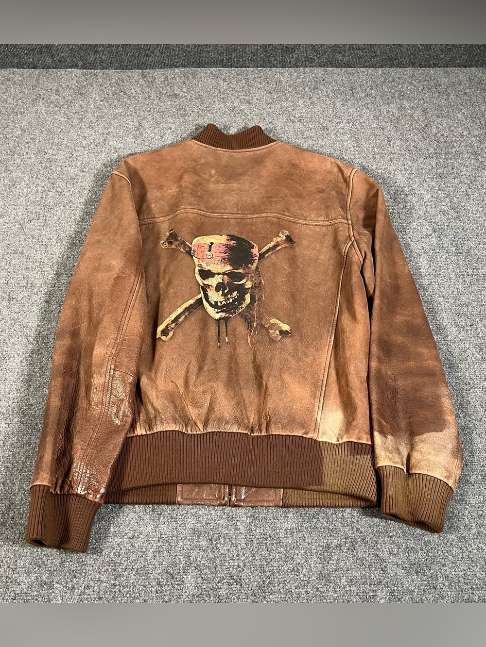 Disney Pirates of the Caribbean Genuine Leather Jacket Mens Medium